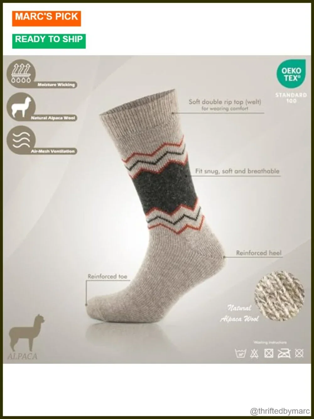 Alpaca-Merino Blend Warm Cozy Crew Socks Thermal Regular-Fit Boot Socks